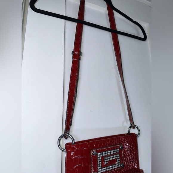 Guess Red Crocodile Embossed Crossbody Bag - Picture 5 of 15